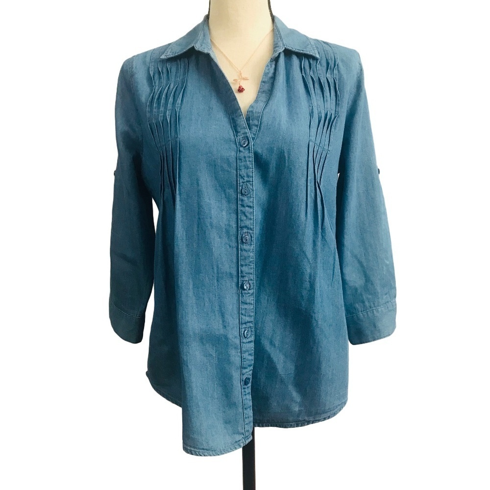 Gloria Vanderbilt Blue Denim Look Shirt​​